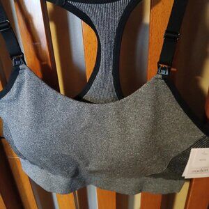 Auden Women's Nursing Bra Gray Black Adjustable Wireless Racerback - Size Medium
